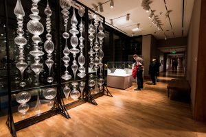 Photo of glass screen in Chazen Museum by artist Andy Paiko