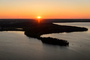 Photo of a sunset over Picnic Point in Madison, WI