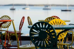 Colorful chairs at the Memorial Union Terrace