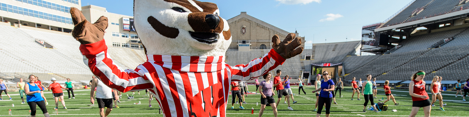 Members of the UW–Madison community participate in Bucky's Workout at Camp Randall