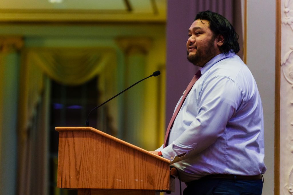 Gabe Javier, associate vice chancellor for Student Affairs, speaks at MCC 50th Anniversary celebration.