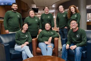 Staff and faculty in attendance at the 2024 UW-Madison Social Justice Leadership Retreat. Top Row: Triston King, Cleda Wang, Sarah Hallas, Kevin Wong, Talia Ivry. Bottom Row: Abbi Stickels, Naeelah Chism, Jonathan Chen.
