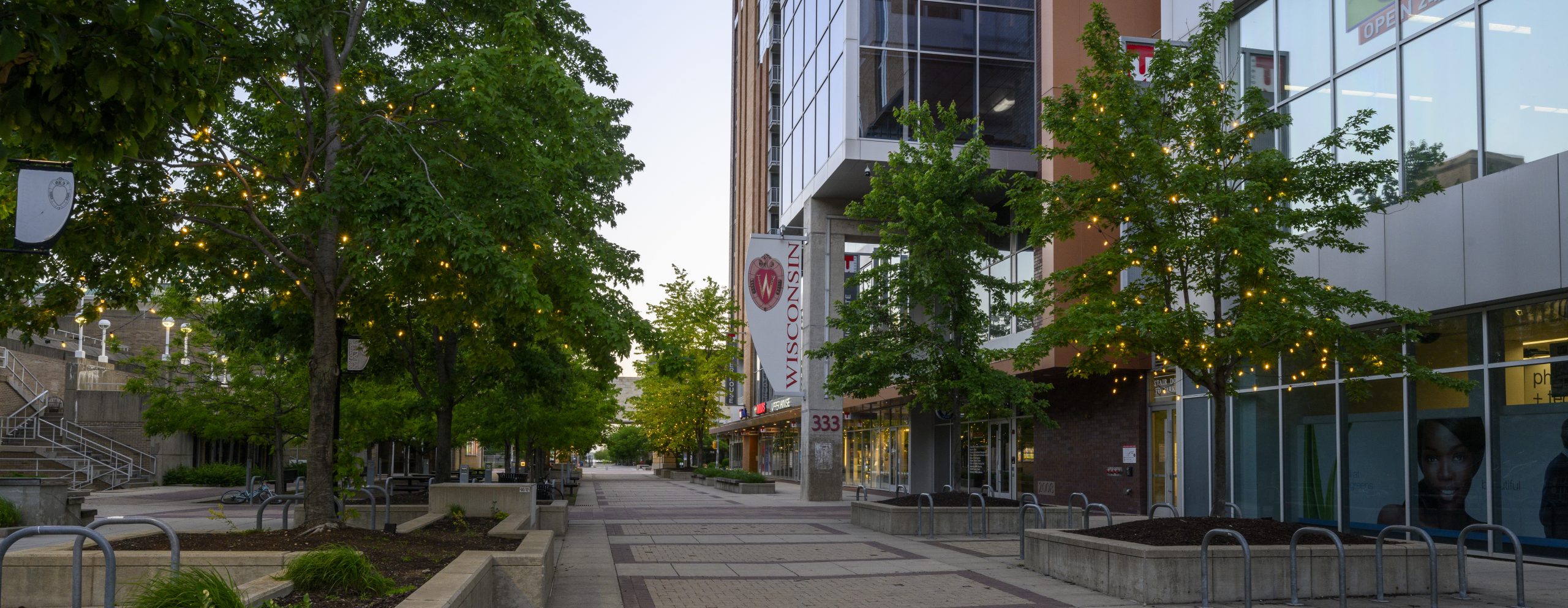 A photo of East Campus Mall from Johnson Street
