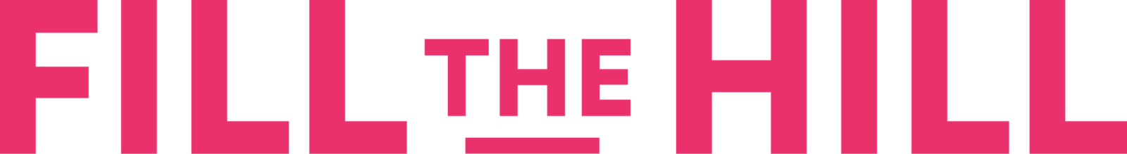 Fill the Hill in pink text